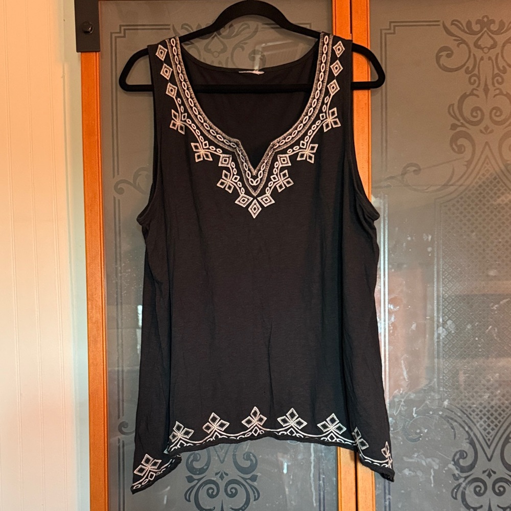 Black Embroidered Women's Top